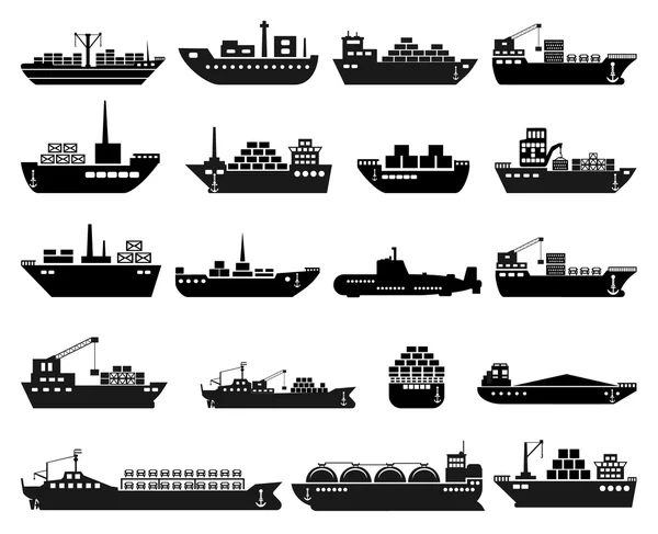 Conjunto de ícones de navio e barco . Gráficos De Vetores