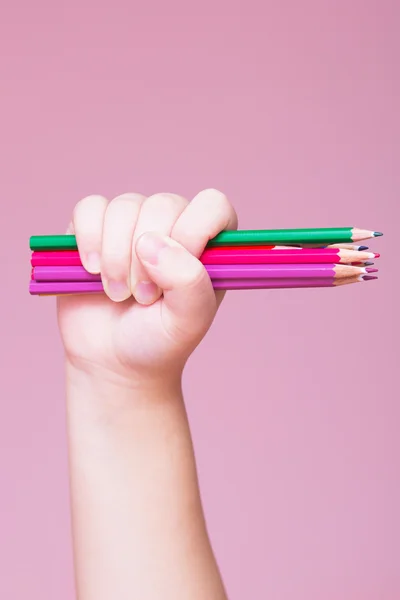 Pencils Bunch in a Hand — Stock Photo, Image