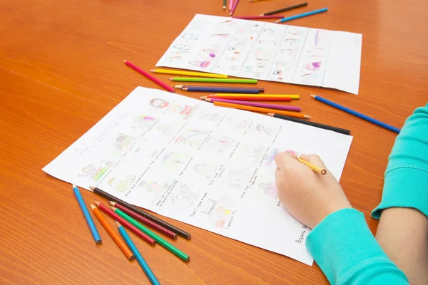 Schoolgirl Writing Homework — Stock Photo, Image