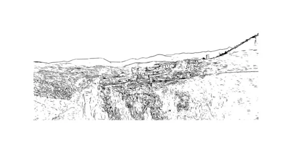 Вид Print Building Орієнтиром Chlef Столицею Алжиру Намальована Вручну Ілюстрація — стоковий вектор