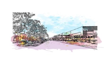 Choluteca, ABD 'nin Honduras eyaletinde yer alan bir şehirdir. Vektör içinde elle çizilmiş çizim eşkali ile suluboya sıçraması.