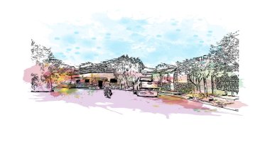  Choluteca, Honduras 'ta yer alan bir şehirdir. Vektör içinde elle çizilmiş çizim eşkali ile suluboya sıçraması.