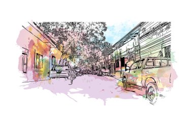  Choluteca, Honduras 'ta yer alan bir şehirdir. Vektör içinde elle çizilmiş çizim eşkali ile suluboya sıçraması.