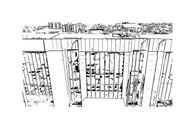 Cochabamba, Afrika kıtasında bulunan Bolivya devletinde bir şehirdir. Vektörde elle çizilmiş çizim çizimi.