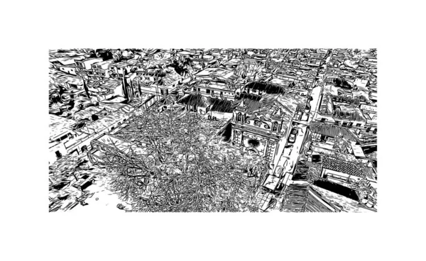 Προβολή Κτιρίου Ορόσημο Του Κομιτάν Είναι Πόλη Στο Μεξικό Χειροποίητο — Διανυσματικό Αρχείο