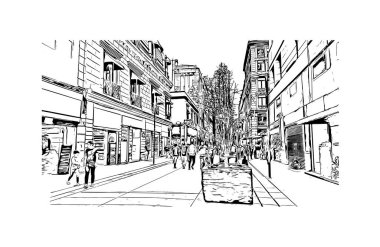 Ciudad Madero 'nun simgesi olan Print Building View Meksika' da bulunmaktadır. Vektörde elle çizilmiş çizim çizimi.