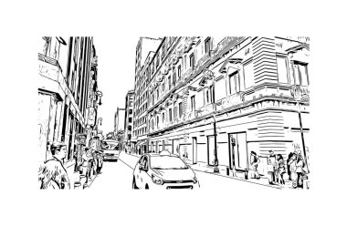 Ciudad Madero 'nun simgesi olan Print Building View Meksika' da bulunmaktadır. Vektörde elle çizilmiş çizim çizimi.