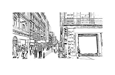 Ciudad Madero 'nun simgesi olan Print Building View Meksika' da bulunmaktadır. Vektörde elle çizilmiş çizim çizimi.