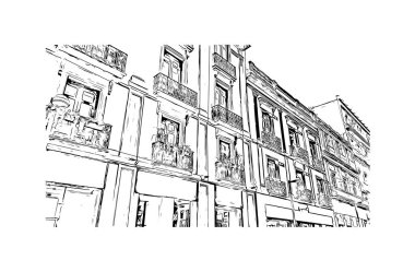 Ciudad Madero 'nun simgesi olan Print Building View Meksika' da bulunmaktadır. Vektörde elle çizilmiş çizim çizimi.
