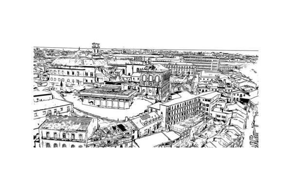 Imprimir Vista Para Edifício Com Referência Coimbra Cidade Portugal Desenho — Vetor de Stock