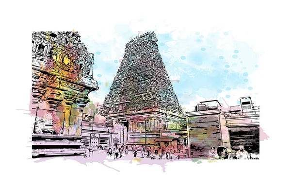 Print Vue Sur Bâtiment Avec Point Repère Chennai Est Ville — Image vectorielle