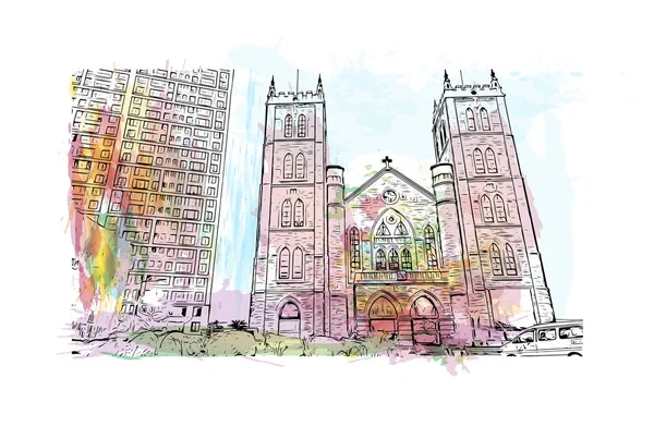 Print Building View Landmark Daegu Staden Sydkorea Akvarell Stänk Med — Stock vektor