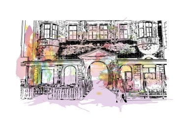 Brno, Çek Cumhuriyeti 'nde yer alan bir şehirdir. Vektörde elle çizilmiş çizim çizimi.