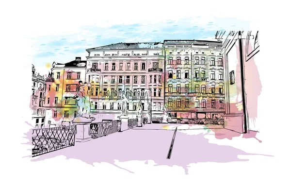 Print Building View Landmark Brno Stad Tjeckien Akvarell Stänk Med — Stock vektor