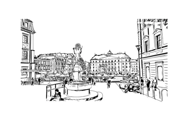 Print Vue Imprenable Sur Brno Est Une Ville République Tchèque — Image vectorielle