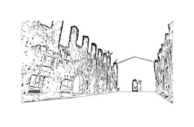 Cordoba 'nın simgesi olan Print Building View, Meksika' da bir şehirdir. Vektörde elle çizilmiş çizim çizimi.