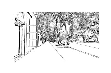 Ciudad Valles, Meksika 'da bir şehirdir. Vektörde elle çizilmiş çizim çizimi.