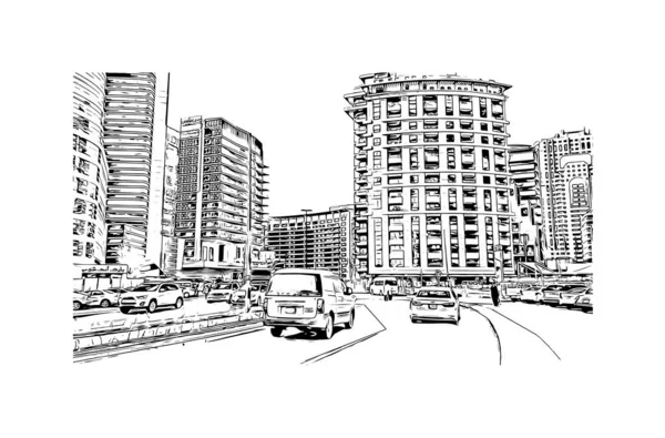 Print Vue Imprenable Sur Dubaï Est Une Ville Émirat Des — Image vectorielle
