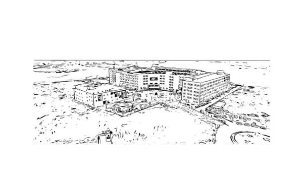 Print Building View Landmark Durgapur City India Hand Drawn Sketch — Image vectorielle