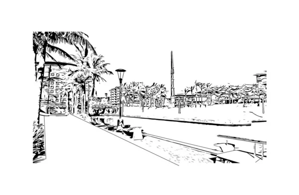 Imprimer Ville Durban Est Située Afrique Sud Illustration Dessinée Main — Image vectorielle