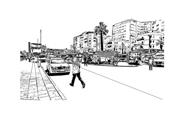 Print Vue Imprenable Sur Durres Est Une Ville Portuaire Située — Image vectorielle