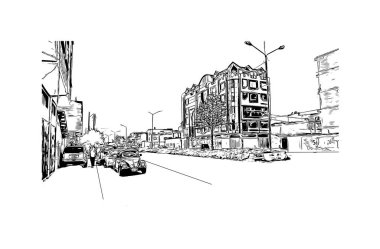 El Alto 'nun simgesi olan Print Building View, Bolivya' daki bir şehirdir. Vektörde elle çizilmiş çizim çizimi.