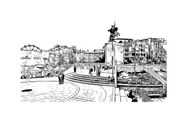 El Alto 'nun simgesi olan Print Building View, Bolivya' daki bir şehirdir. Vektörde elle çizilmiş çizim çizimi.