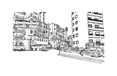 El Monte, Kaliforniya 'da bulunan bir şehirdir. Vektörde elle çizilmiş çizim çizimi.