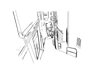 El Monte, Kaliforniya 'da bulunan bir şehirdir. Vektörde elle çizilmiş çizim çizimi.