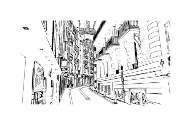 El Monte, Kaliforniya 'da bulunan bir şehirdir. Vektörde elle çizilmiş çizim çizimi.