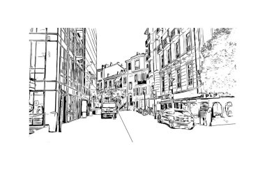 El Monte, Kaliforniya 'da bulunan bir şehirdir. Vektörde elle çizilmiş çizim çizimi.