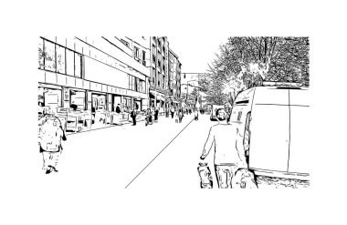 Print Building view with landmark of Eskisehir, Türkiye 'nin kuzeybatısında bir şehirdir. Vektörde elle çizilmiş çizim çizimi.