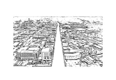 Fayetteville, Kuzey Carolina 'da bulunan bir şehirdir. Vektörde elle çizilmiş çizim çizimi.