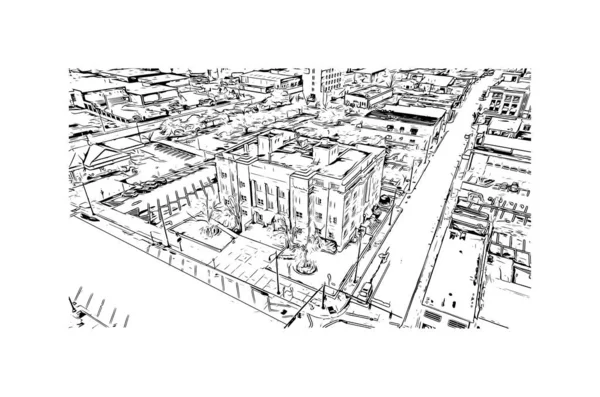 Imprimir Vista Del Edificio Con Hito Fayetteville Una Ciudad Carolina — Archivo Imágenes Vectoriales