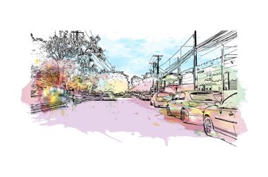 Fiira de Santana, Brezilya 'da yer alan bir şehirdir. Vektörde elle çizilmiş resim ile suluboya sıçraması.