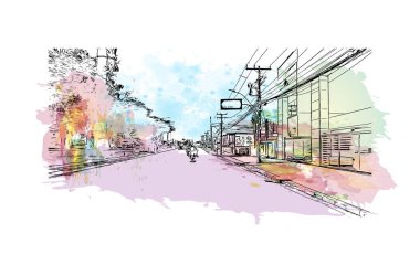 Fiira de Santana, Brezilya 'da yer alan bir şehirdir. Vektörde elle çizilmiş resim ile suluboya sıçraması.