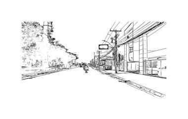 Fiira de Santana, Brezilya 'da yer alan bir şehirdir. Vektörde elle çizilmiş çizim çizimi.