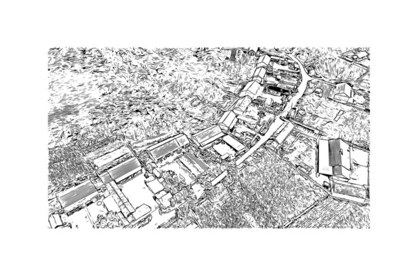 丰城具有地标的印刷建筑景观是中国的城市 矢量手绘草图 — 图库矢量图片