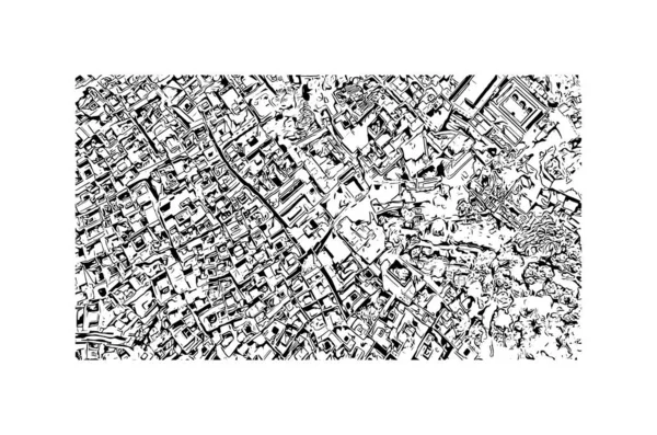 Vytisknout Pohled Budovu Orientačním Bodem Fes Město Maroku Ručně Kreslená — Stockový vektor