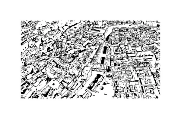 Imprimer Vue Imprenable Sur Fès Est Ville Maroc Illustration Dessinée — Image vectorielle