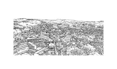 Fianarantsoa, Madagaskar 'da yer alan bir şehirdir. Vektörde elle çizilmiş çizim çizimi.