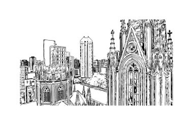 Belo Horizonte, Brezilya 'nın güneydoğusunda yer alan bir şehirdir. Vektörde elle çizilmiş çizim çizimi.