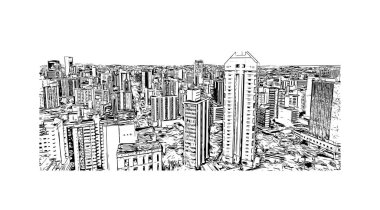 Belo Horizonte, Brezilya 'nın güneydoğusunda yer alan bir şehirdir. Vektörde elle çizilmiş çizim çizimi.