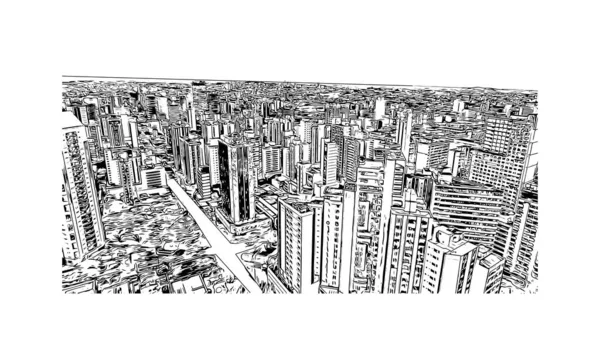 Építési Kilátás Mérföldkő Belo Horizonte Főváros Délkelet Brazília Kézzel Rajzolt — Stock Vector