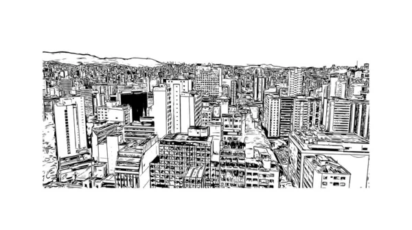 Vista Del Edificio Con Hito Belo Horizonte Ciudad Capital Del — Vector de stock