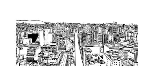 Vue Sur Bâtiment Avec Point Repère Belo Horizonte Est Capitale — Image vectorielle