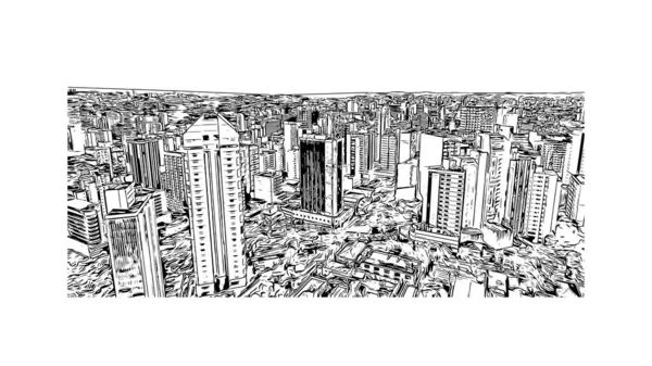 Construção Vista Com Marco Belo Horizonte Capital Sudeste Brasil Desenho — Vetor de Stock