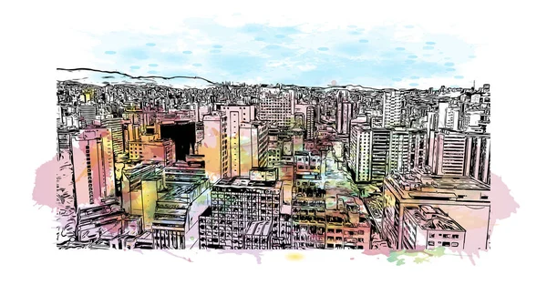 Vista Del Edificio Con Hito Belo Horizonte Ciudad Capital Del — Vector de stock