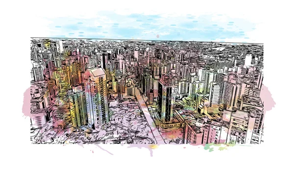 Vista Del Edificio Con Hito Belo Horizonte Ciudad Capital Del — Vector de stock