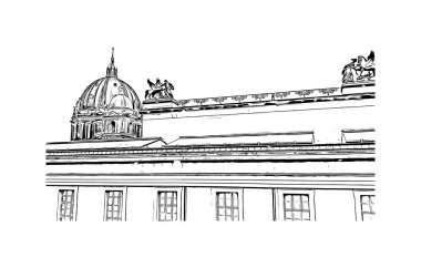 Print Building view with landmark of Berlin Almanya 'nın başkentidir. Vektörde elle çizilmiş çizim çizimi.